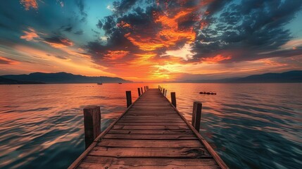 Obraz premium Orange sunset, orange, beautiful sunset, cloudy, breathtaking, nature photography
