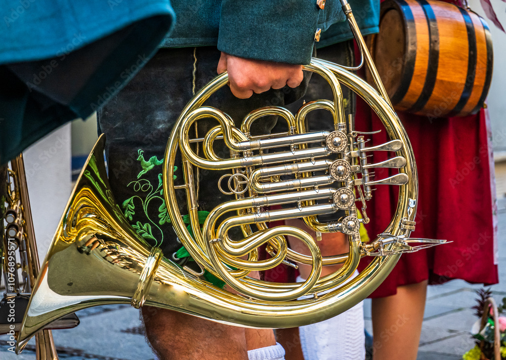 Wall mural typical music instrument of a bavarian brass band