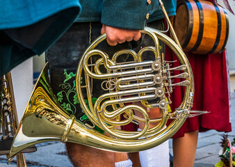 typical music instrument of a bavarian brass band