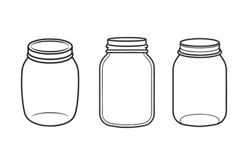 Mason Jar line art bundle vector illustration, Mason Jar  Silhouette, Mason Jar  PNG