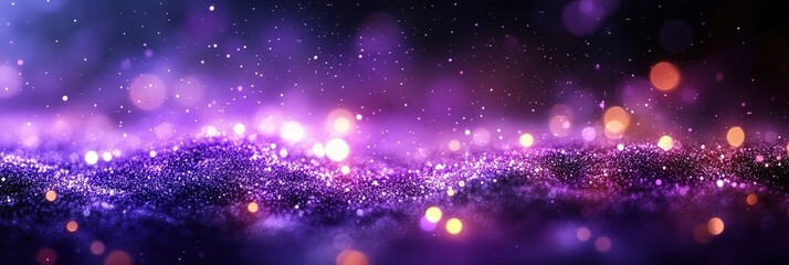Fototapeta premium Ethereal Abstract Background with Vibrant Purple and Blue Glittering Lights, Sparkles, and Soft Bokeh Effect for Creative Design and Art Projects