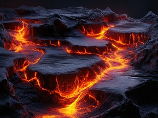 Dark Fantasy Landscape with Glowing Lava