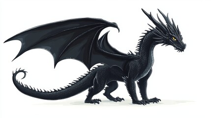 Obraz premium Awesome Black Oriental Dragon Vector Illustration on White Background