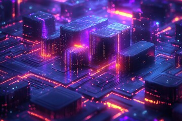 Obraz premium Abstract Neon Cityscape