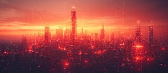 Obraz premium Futuristic Cityscape at Sunset