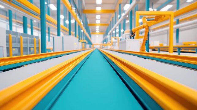Explore the modern industrial warehouse design with vibrant colors and efficient layouts