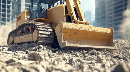 Construction equipment operates on construction site to shape urban development effectively
