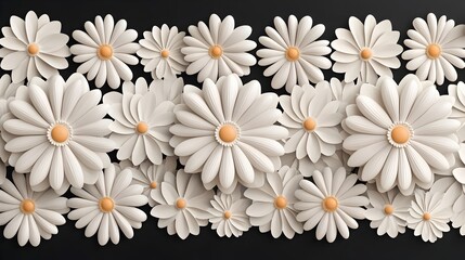 Fototapeta premium Cheerful Seamless Floral Daisy Chain 3D Background