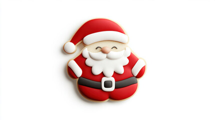 Christmas ornaments and decorations, festive Santa shaped Christmas cookie decorated with red and white icing, perfect for holiday celebrations and sweet treats