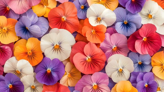Vibrant Seamless Floral Pattern of Pansies and Violets in 3D
