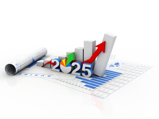 Obraz premium 3d rendering Stock market online business concept. business Graph with 2025
