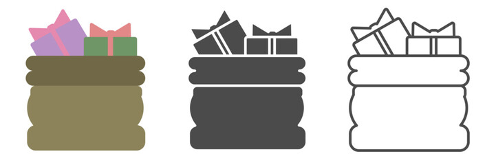 Gift bag set design. Gift boxes. New Year gift box. Decorative holiday item.