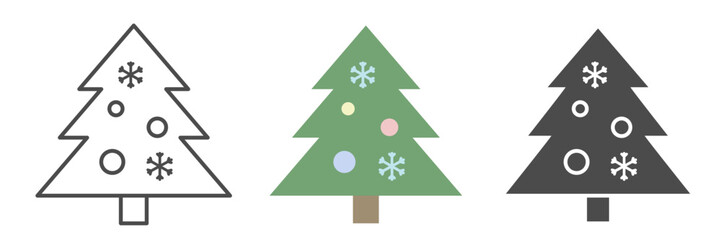 Fototapeta premium New Year's and Christmas traditional symbolic Christmas tree. Christmas tree set.