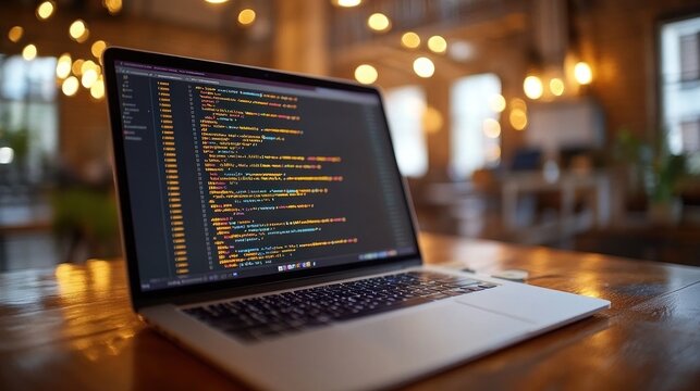 Laptop with Code on Screen