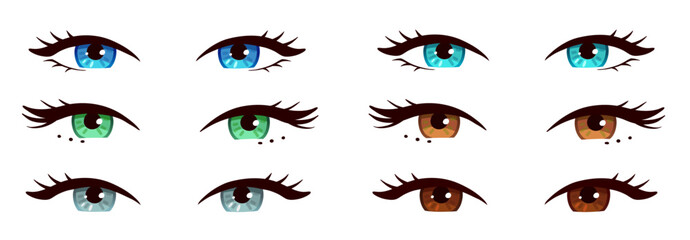 Obraz premium Eyes isolated vector hand drawn illustrations set
