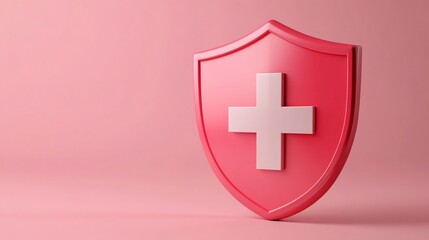 Obraz premium Red Medical Shield Icon with Plenty of Copy Space for Branding or Text