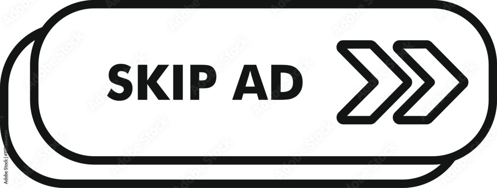 Poster skip ad button with fast forward symbol is enabling users to skip online advertising