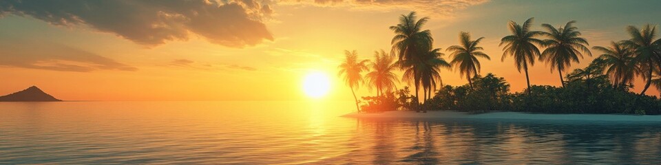 Sunset over Tropical Island