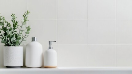 Fototapeta premium Neatly Arranged Bathroom Cleaning Supplies for a Tidy and Organized Home Environment