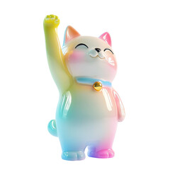 Colorful Cartoon Cat with Raised Paws and Smile