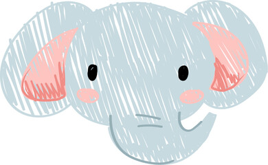 Fototapeta premium Cute Hand-Drawn crayon Elephant