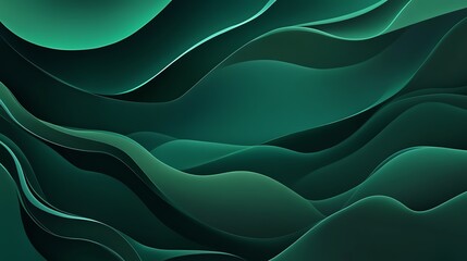 Obraz premium Abstract wavy background featuring a rich green color palette, ideal for modern design and artistic presentations.