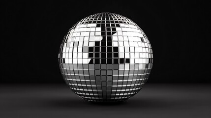 Shimmering Disco Ball Icon Against Sleek Monochrome Background