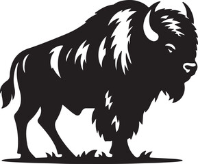 bison silhouette, vector art, animal silhouette, wildlife vector, bison design, plains animal, bison illustration, nature icon, bison artwork, white background vector, wildlife icon