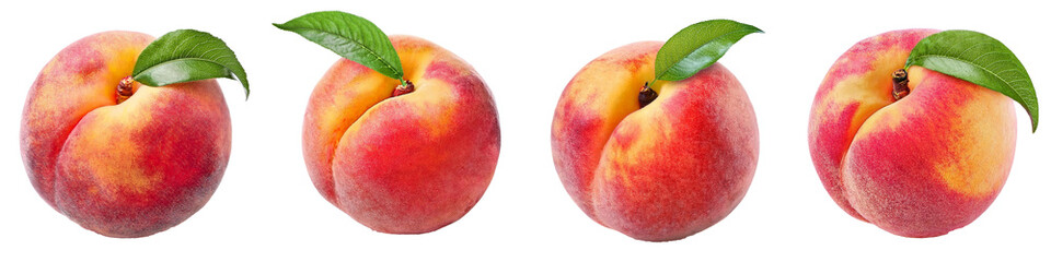 Whole peach photo isolated on transparent background