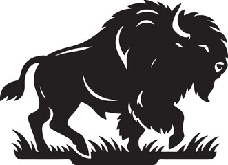 Obraz premium Bison Silhouette Vector Art on White Background - Powerful Plains Animal Icon Design