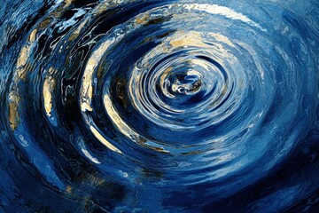 Abstract Water Ripples with Blue and Gold Hues