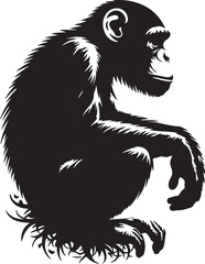 Obraz premium Chimpanzee Silhouette Vector Art on White Background - Intelligent Primate Icon Design