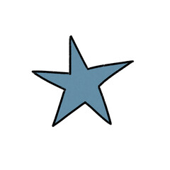 Pencil and Paint Drawing of Blue Star