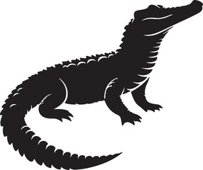 Fototapeta premium Crocodile Silhouette Vector Art on White Background - Fierce Reptile Icon Design