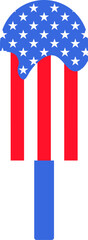 Obraz premium Vector illustration of a popsicle or ice cream from the collection of American flag-themed icons. A celebration of American culture and identity. Independence Day celebrations, a decorative element in