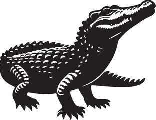 Fototapeta premium Crocodile Silhouette Vector Art on White Background - Fierce Reptile Icon Design