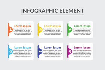 Infographic Element With 6 Options And Steps Infographic Chart Template Design
