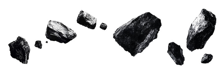 Obraz premium Black rocks in the air Isolated on a transparent background, PNG file