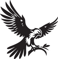 Obraz premium Falcon Silhouette Vector Art on White Background - Majestic Bird of Prey Icon Design 