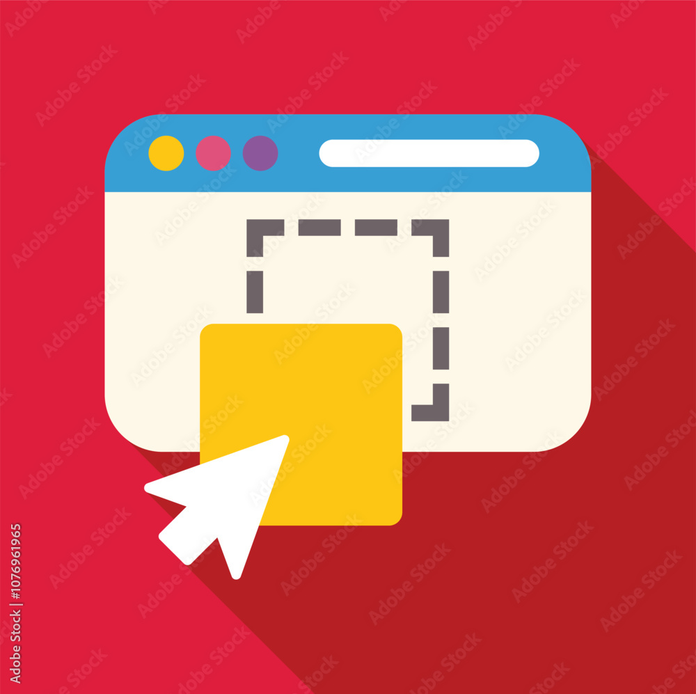 Poster cursor dragging and dropping element to customize website layout, innovative web design and developm