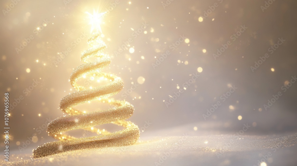 Aufkleber a beautifully crafted christmas tree is illuminated with golden lights, radiating warmth and joy in 