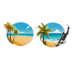 Beautiful Digital Illustration of Beach and Palms - Tropical Paradise Design