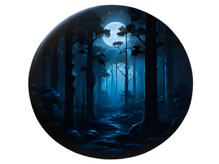 nchanting Digital Illustration of Forest at Night - Mysterious Nature Scene