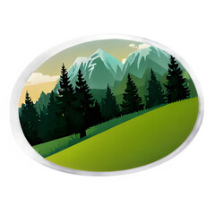 Beautiful Digital Illustration of Green Landscape with Trees - Nature Scene Design