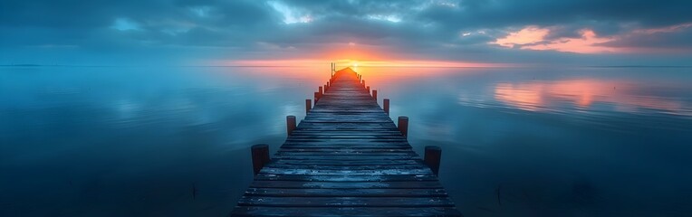 A wooden pier with a bridge leading to the water