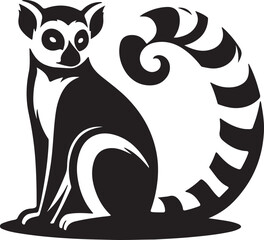 Lemur Silhouette Vector Art on White Background - Playful Primate Icon Design

