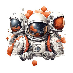 Cartoon Digital Illustration of an Astronaut - Fun Space Adventure Design