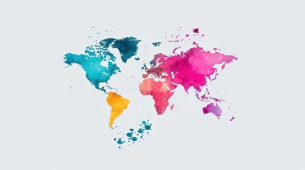 Obraz premium world map and airplane routes flat design top view global adventure theme watercolor Triadic Color Scheme
