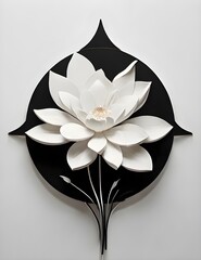 3D Black and White Digital Wallpaper of Flowers - Elegant Floral Design