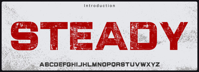 Bold sans serif vector font. Alphabet vector font with unique texture. Rough and grunge style vector font.